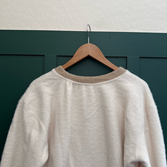 Anthropologie Maeve Cozy Ringer Sweater Top IVORY - Picture 7 of 9